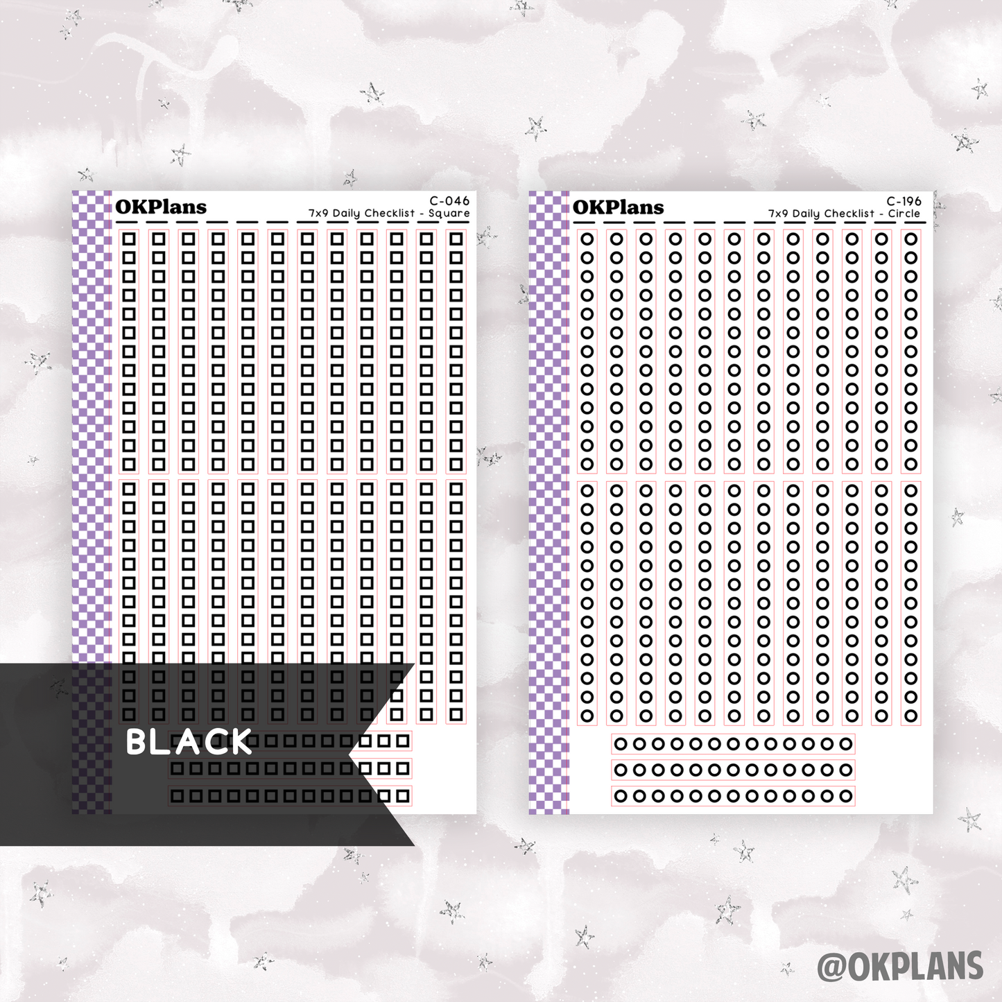 EC 7x9 Daily Checklist // Square or Circle // Pick your Color Palette