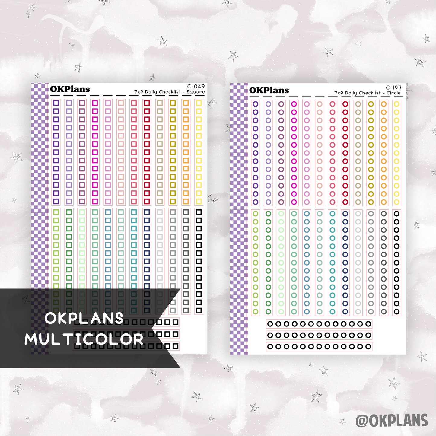 EC 7x9 Daily Checklist // Square or Circle // Pick your Color Palette