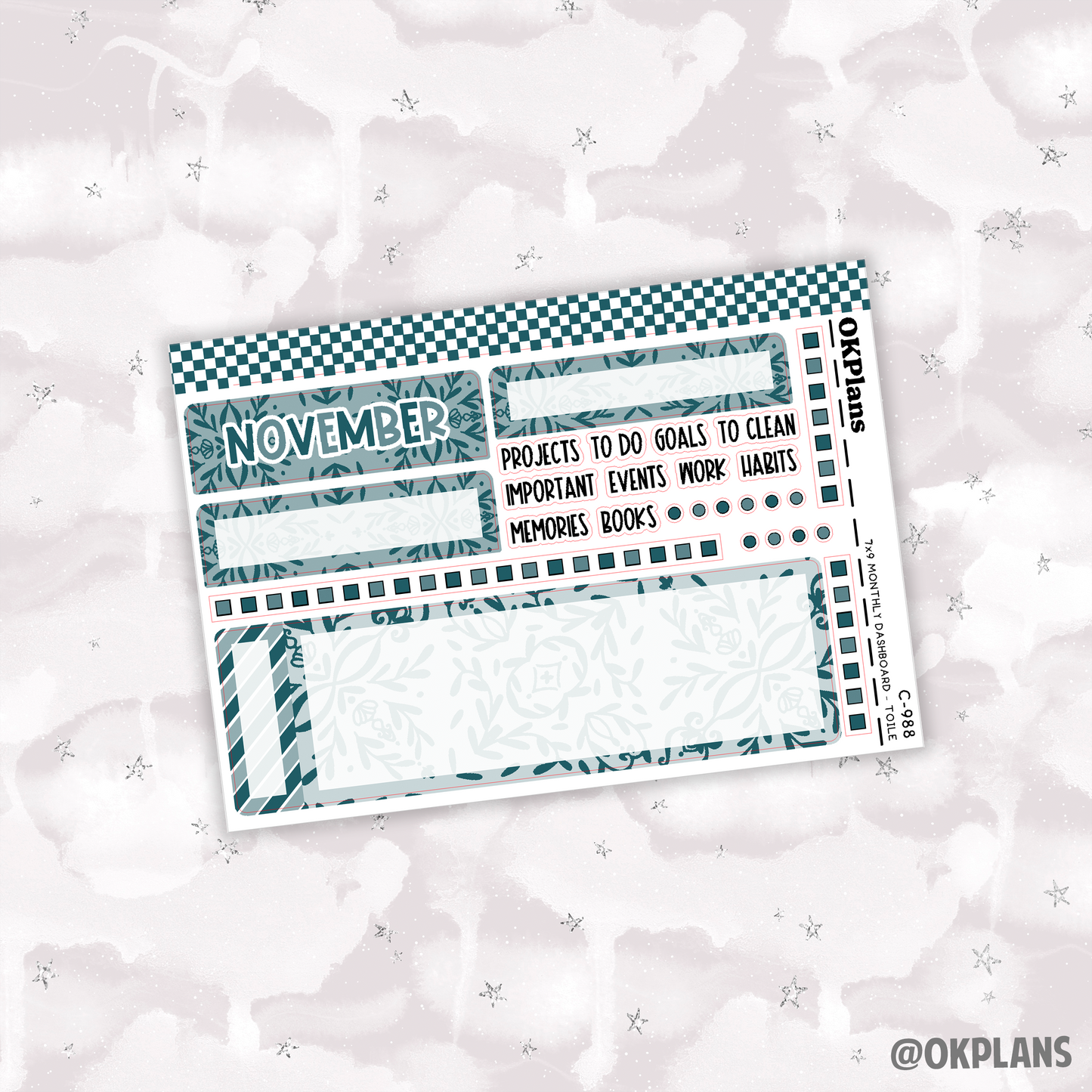 7x9 EC Toile Monthly Dashboard // Functional