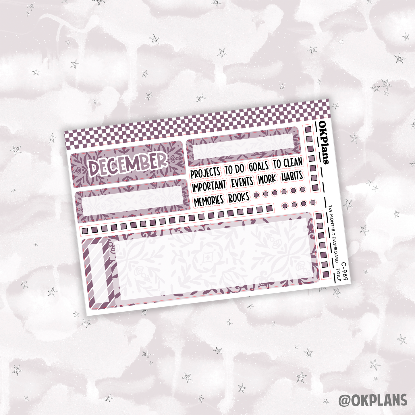 7x9 EC Toile Monthly Dashboard // Functional