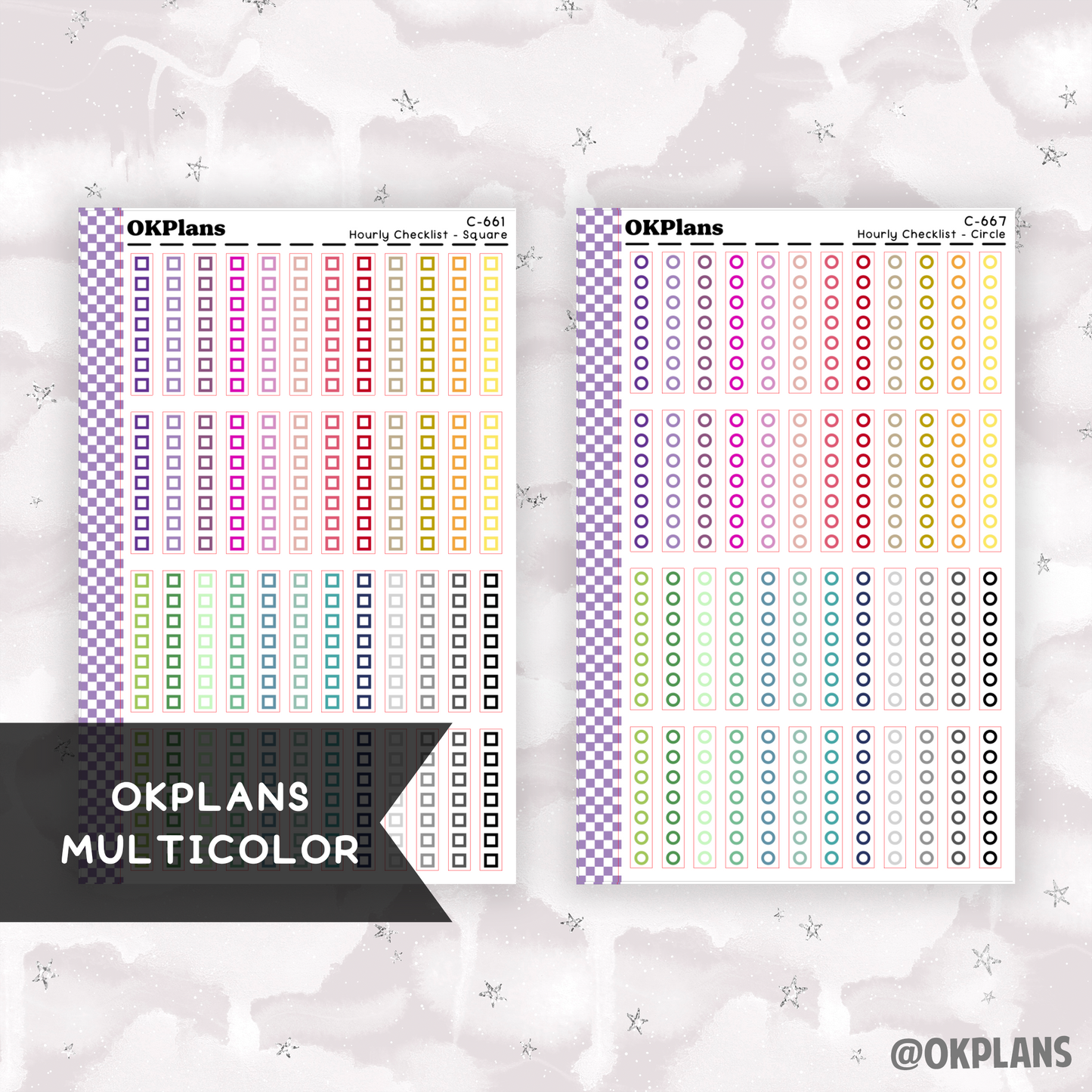 EC 7x9 Hourly Checklist // Square or Circle // Pick your Color Palette