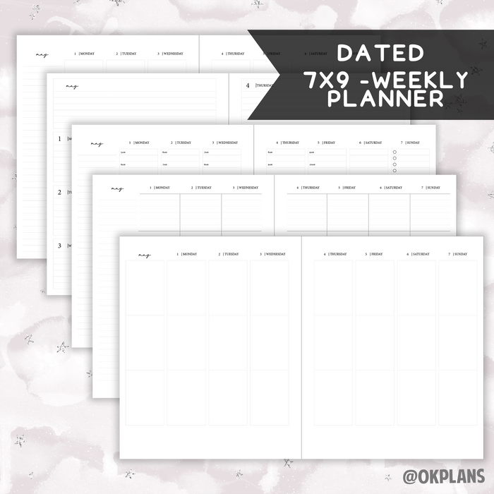 *DATED* 7x9 Weekly Planner - Pick Monthly and Weekly Option