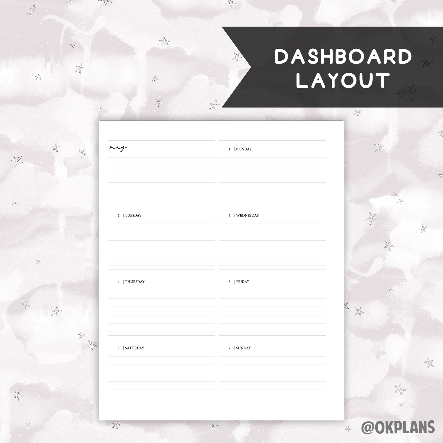 *DATED* A5 Wide Dashboard Overview Planner - Pick Monthly and Weekly Option