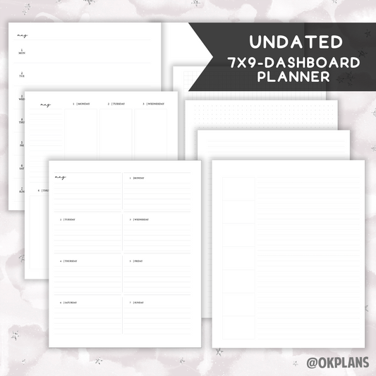 *UNDATED* 7x9 Dashboard Overview Planner - Pick Monthly and Weekly Option