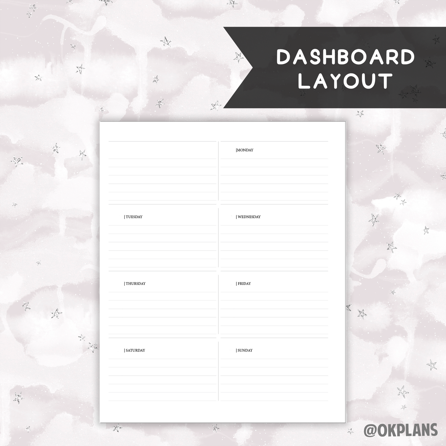 *UNDATED* 7x9 Dashboard Overview Planner - Pick Monthly and Weekly Option