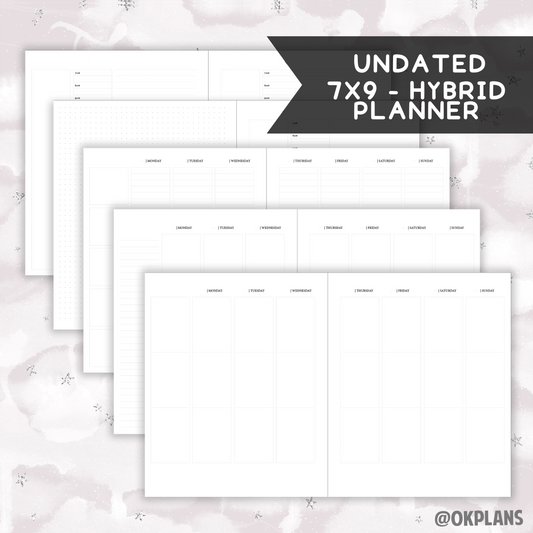 *UNDATED* 7x9 Hybrid Planner - Pick Monthly and Weekly Option