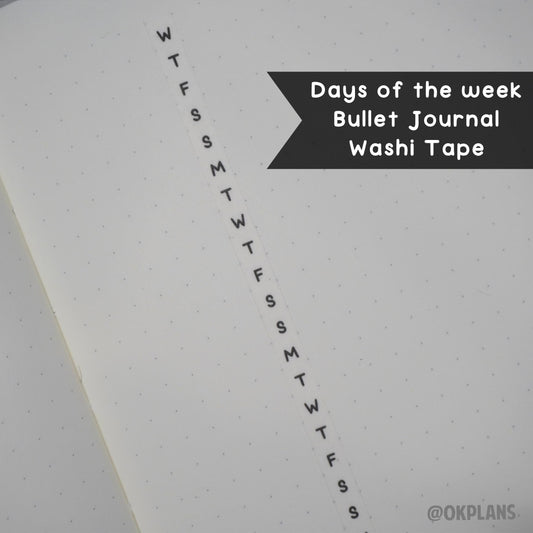 Days of the Week Washi Tape // 5mm Bullet Journal