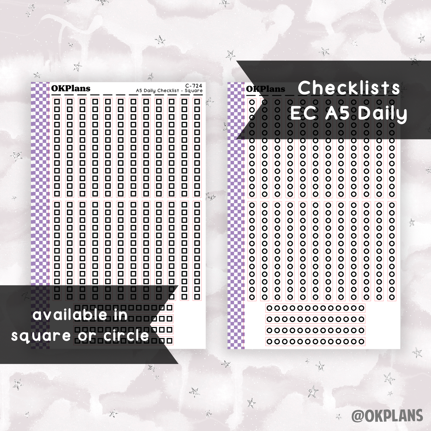 EC A5 Daily Checklist // Square or Circle // Pick your Color Palette