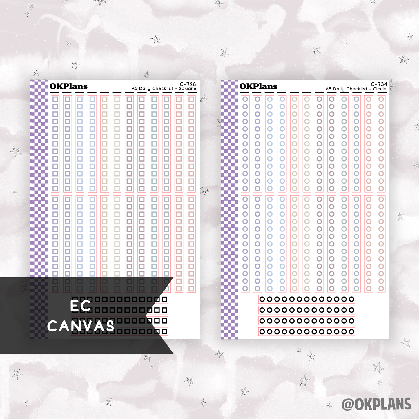 EC A5 Daily Checklist // Square or Circle // Pick your Color Palette