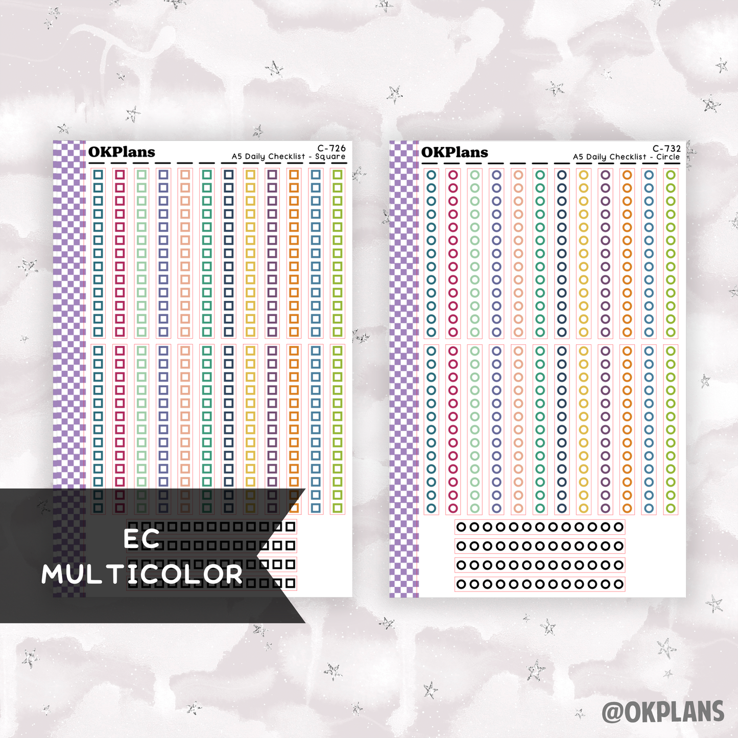 EC A5 Daily Checklist // Square or Circle // Pick your Color Palette