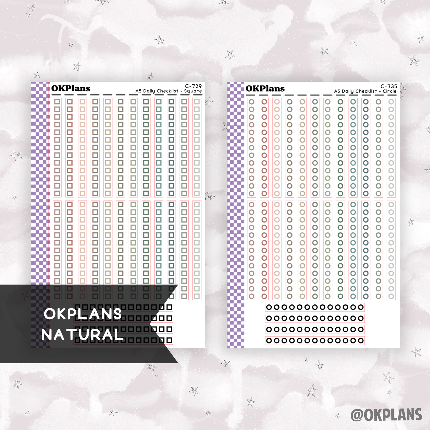 EC A5 Daily Checklist // Square or Circle // Pick your Color Palette