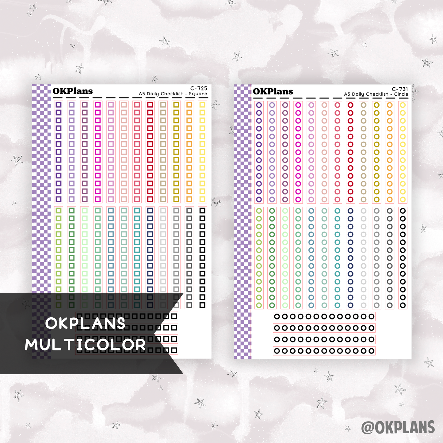 EC A5 Daily Checklist // Square or Circle // Pick your Color Palette