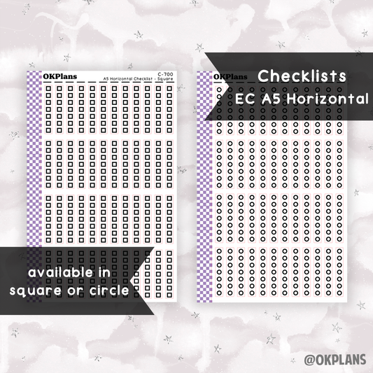 EC A5 Horizontal Checklist // Square or Circle // Pick your Color Palette