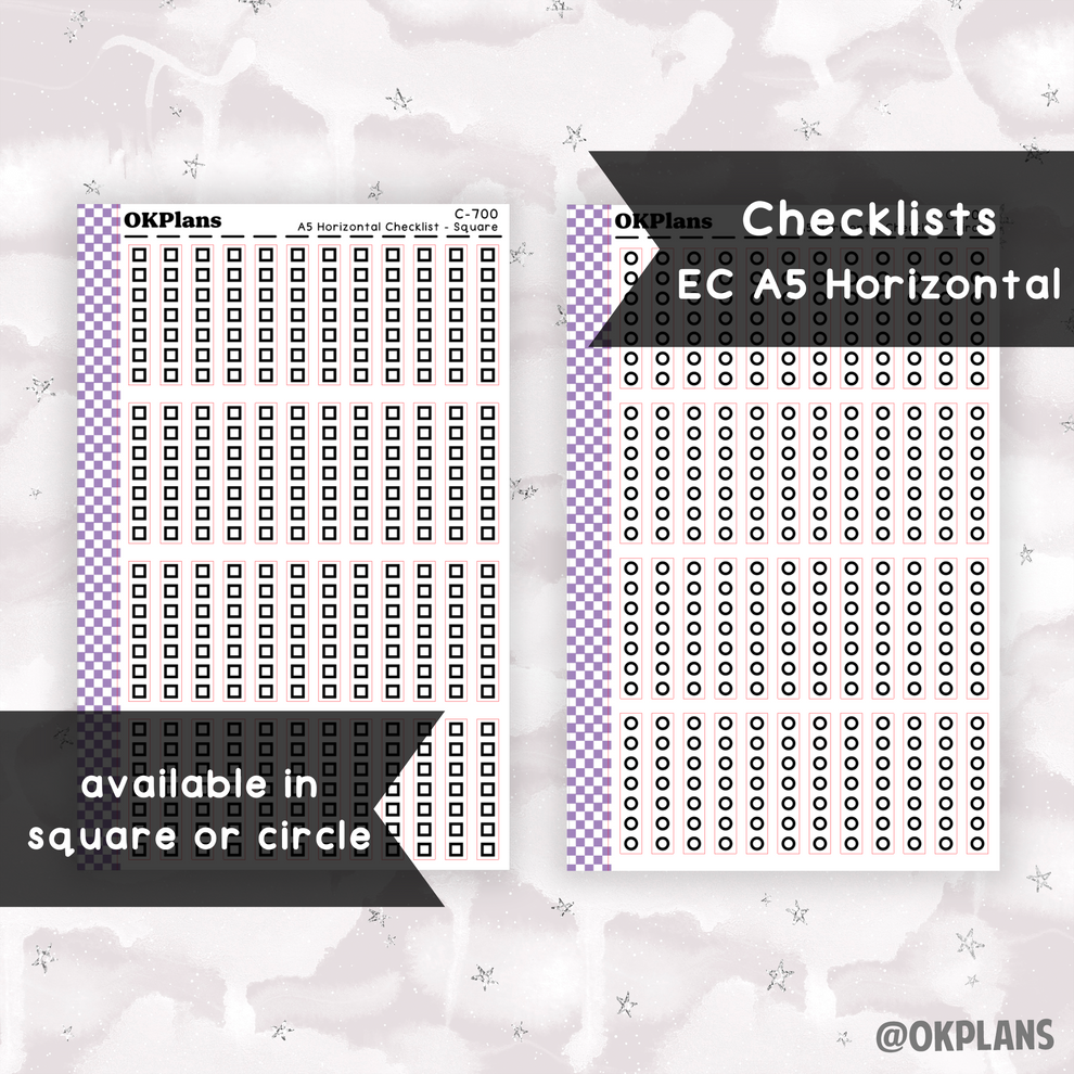 EC A5 Horizontal Checklist // Square or Circle // Pick your Color Pale ...