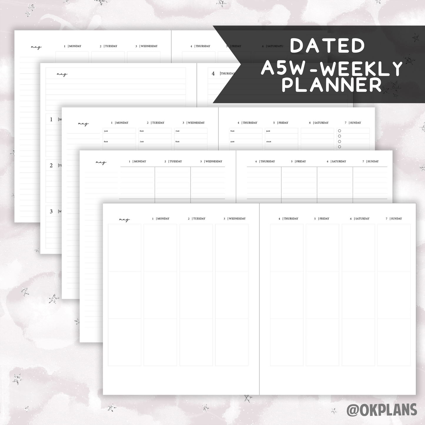 *DATED* A5 Wide Weekly Ring Planner - Pick Monthly and Weekly Option