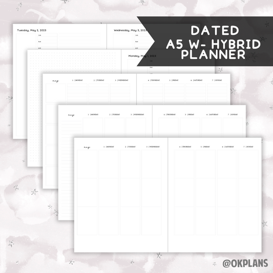 *DATED* A5 Wide Hybrid Planner - Pick Monthly and Weekly Option
