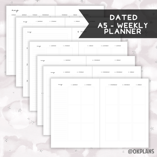 *DATED* A5 Weekly Coiled Planner - Pick Binding and Weekly Option