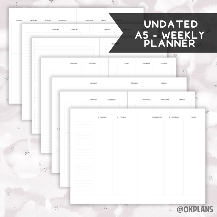 *UNDATED* A5 Weekly Coiled Planner - Pick Binding and Weekly Option