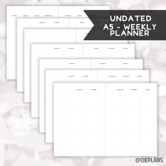 *UNDATED* A5 Weekly Ring Planner - Pick Binding and Weekly Option