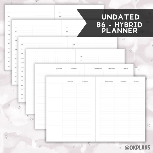 *UNDATED* B6 Hybrid Coiled Planner - Pick Weekly Option