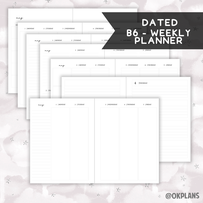 *DATED* B6 Weekly Coiled Planner - Pick Weekly Option