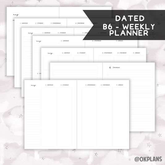 *DATED* B6 Weekly Ring Planner - Pick Weekly Option