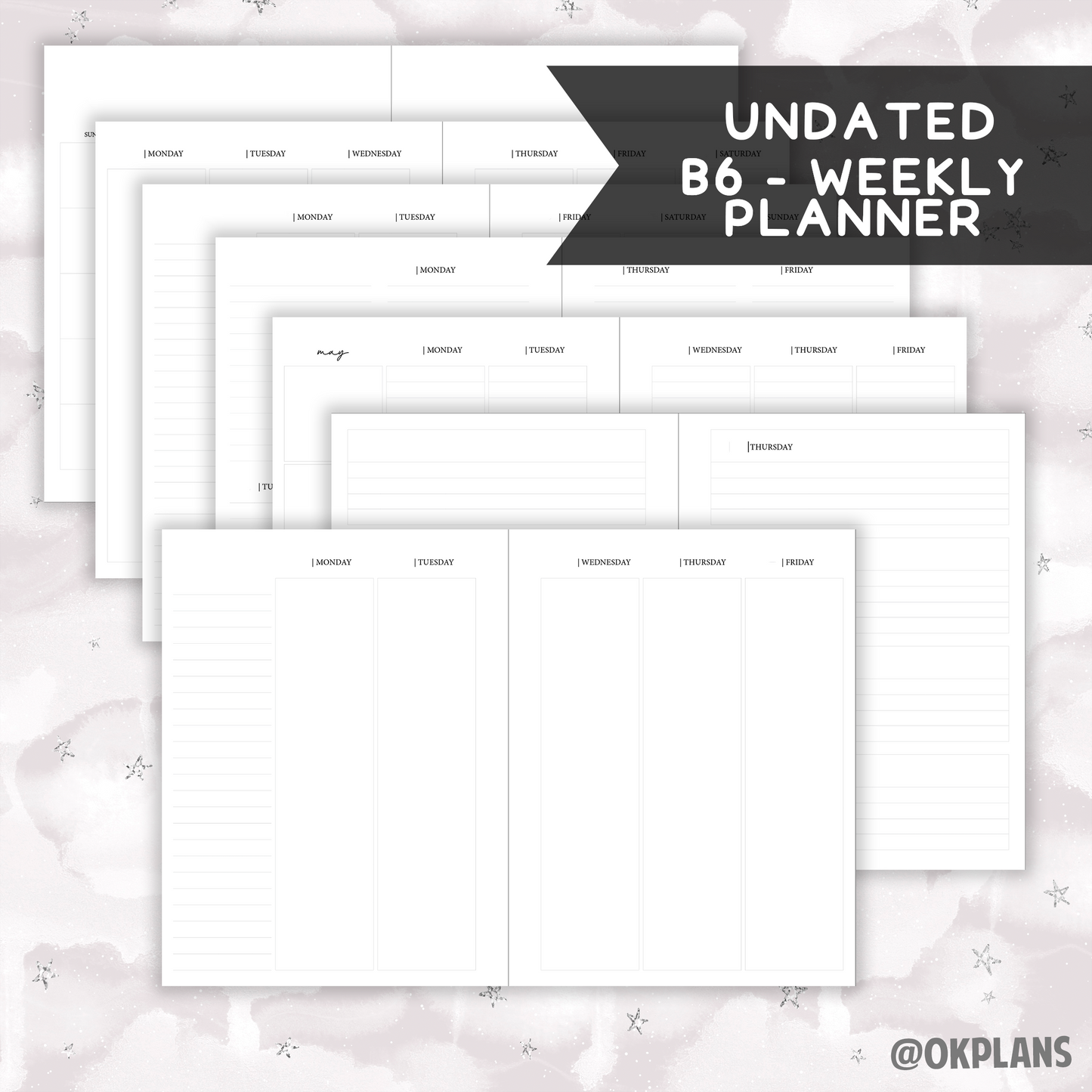 *UNDATED* B6 Weekly Coiled Planner - Pick Weekly Option