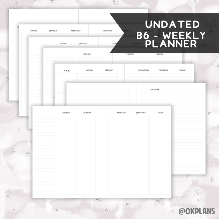 *UNDATED* B6 Weekly Coiled Planner - Pick Weekly Option