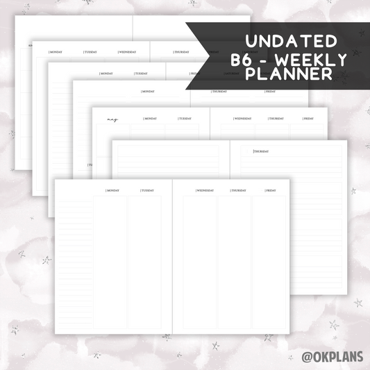 *UNDATED* B6 Weekly Ring Planner - Pick Weekly Option