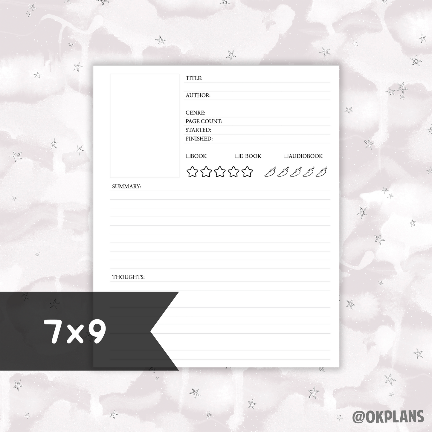 Book Review // Available in Multiple Sizes // Digital Download //  Writing Paper, Study Note Template, Lecture Notes Taking