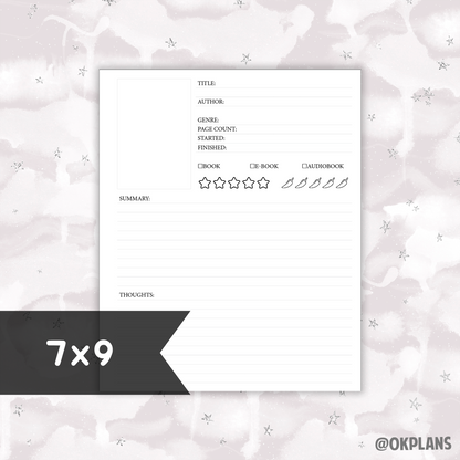 Book Review // Available in Multiple Sizes // Digital Download //  Writing Paper, Study Note Template, Lecture Notes Taking