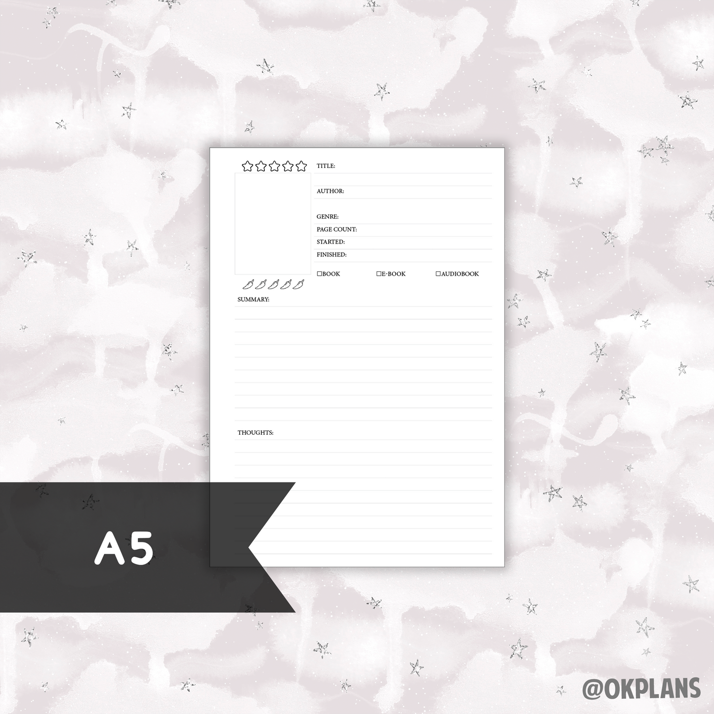 Book Review // Available in Multiple Sizes // Digital Download //  Writing Paper, Study Note Template, Lecture Notes Taking