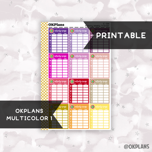 Activity Weekly Tracker // Printable // C-134 // OKPLANS Multicolor 1 // Multicolor Functional