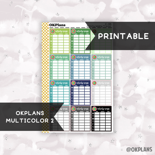 Activity Weekly Tracker // Printable // C-135 // OKPLANS Multicolor 2 // Multicolor Functional