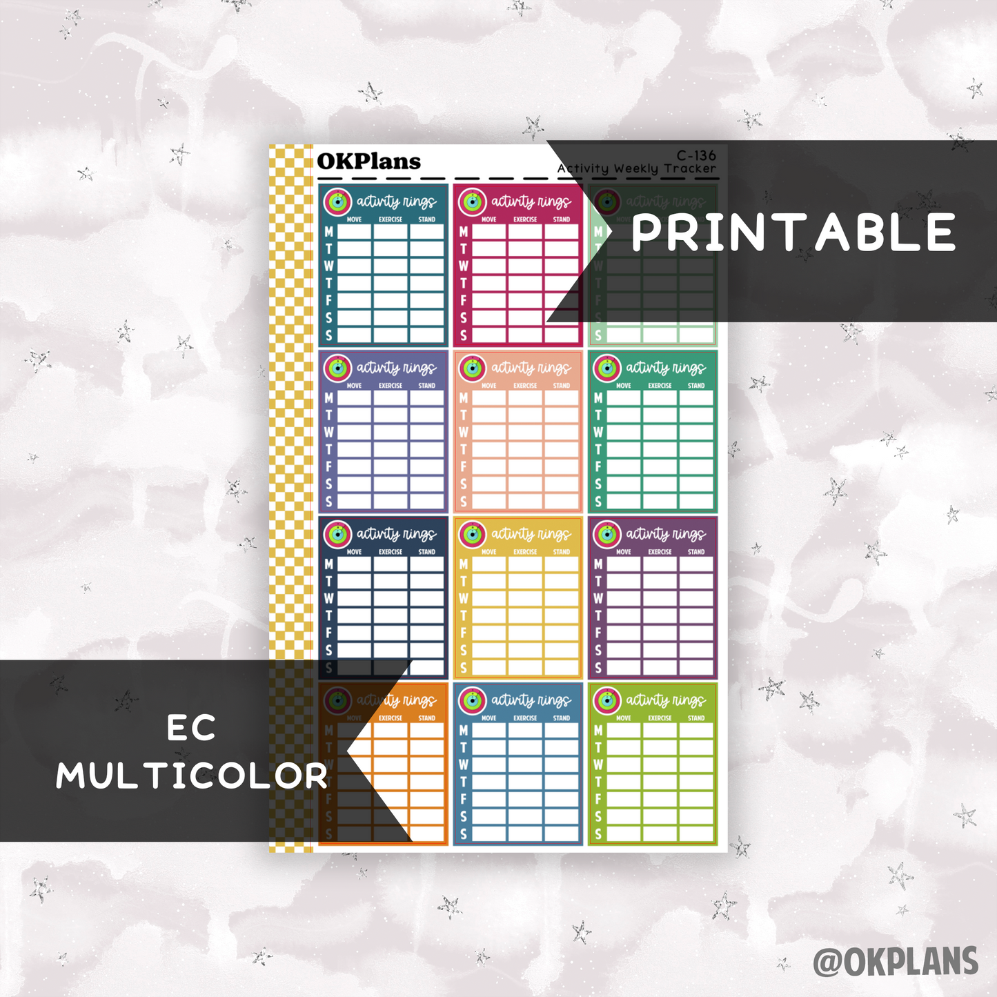 Activity Weekly Tracker // Printable // C-136 // EC Multicolor // Multicolor Functional