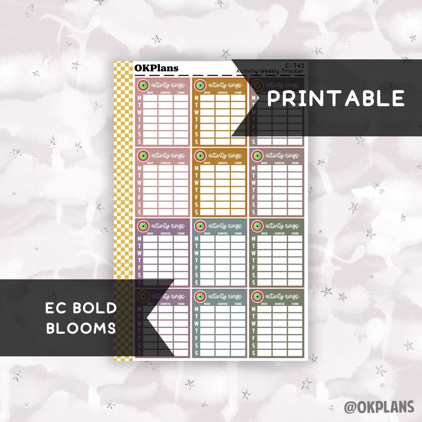 Activity Weekly Tracker // Printable // C-742 // EC Bold Blooms // Multicolor Functional