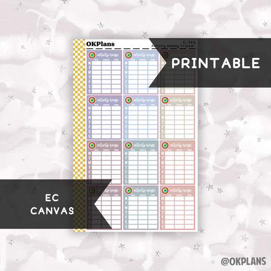 Activity Weekly Tracker // Printable // C-743 // EC Canvas // Multicolor Functional