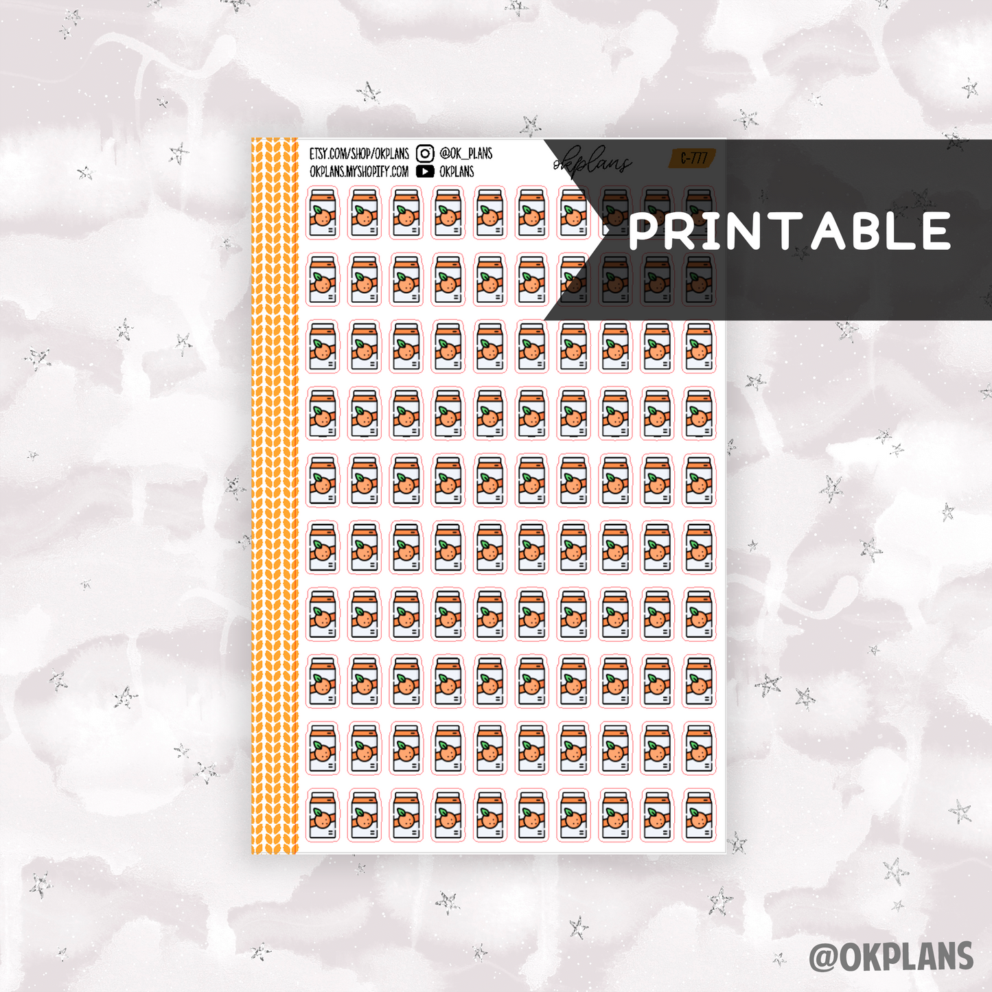 Orange Juice Doodle // Printable // C-777 // Doodle