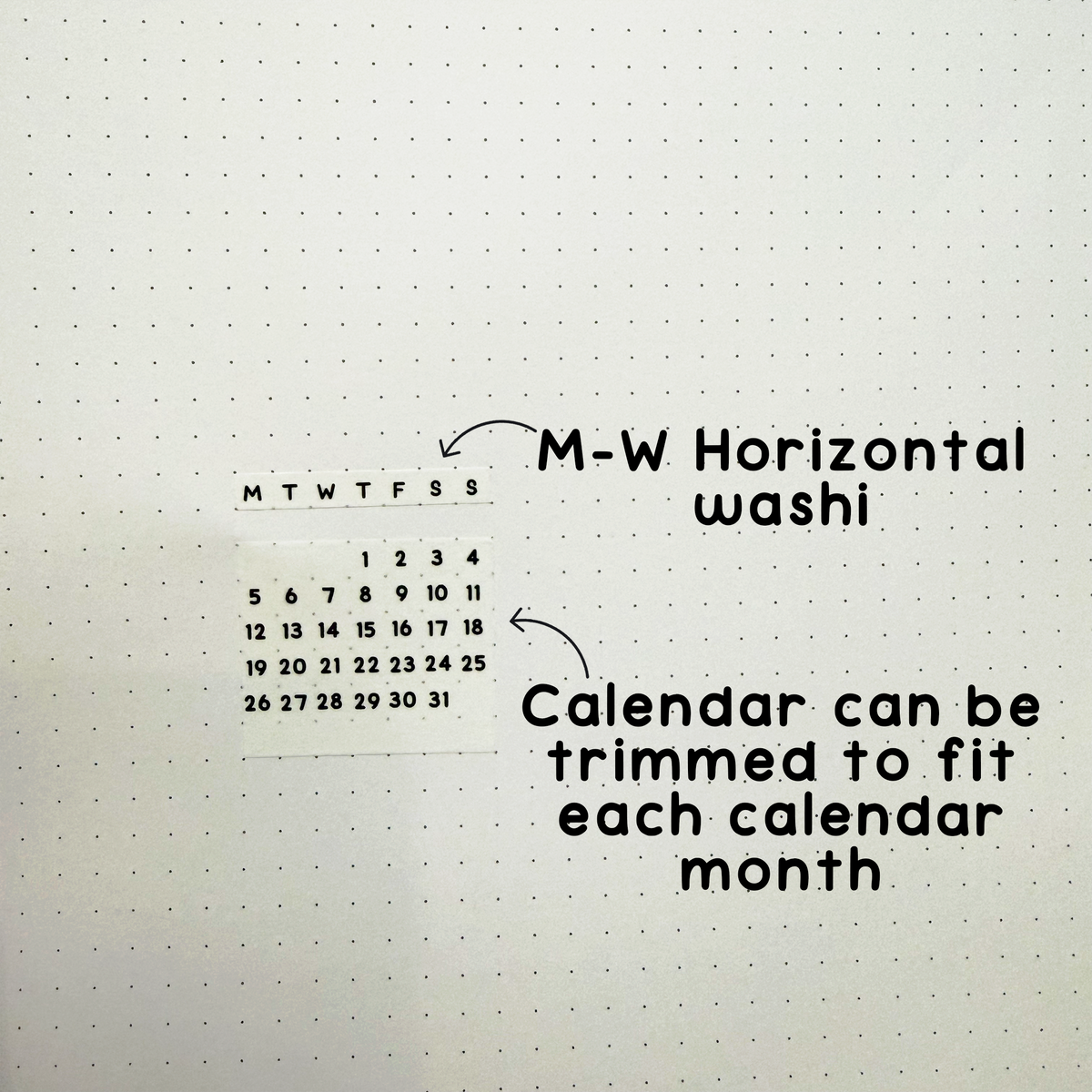 Calendar Washi Tape // 5mm Bullet Journal