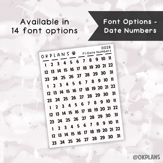 Date Numbers // Font Options // Foiled