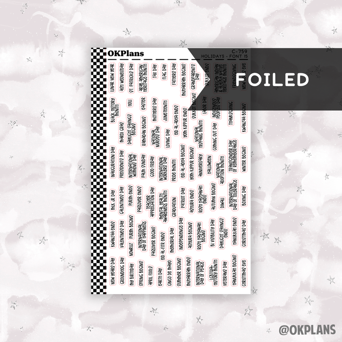 Holidays // Font 15 // C-759 // Foiled Functional