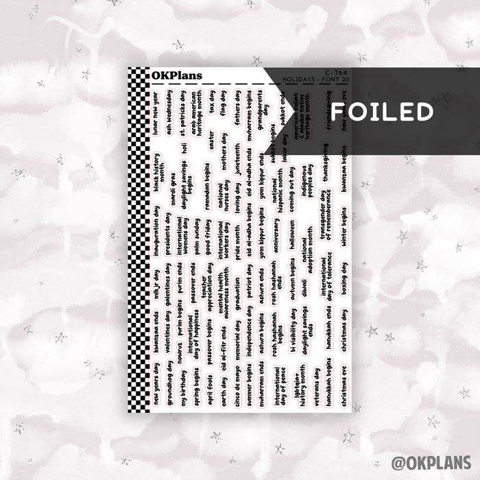 Holidays // Font 20 // C-764 // Foiled Functional
