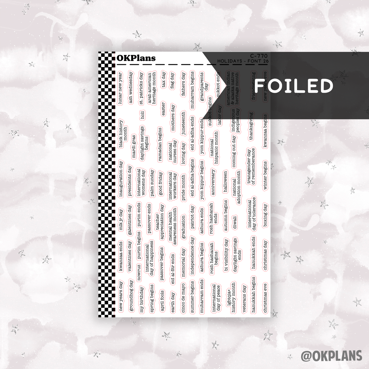 Holidays // Font 26 // C-770 // Foiled Functional