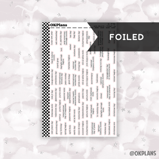 Holidays // Font 26 // C-770 // Foiled Functional