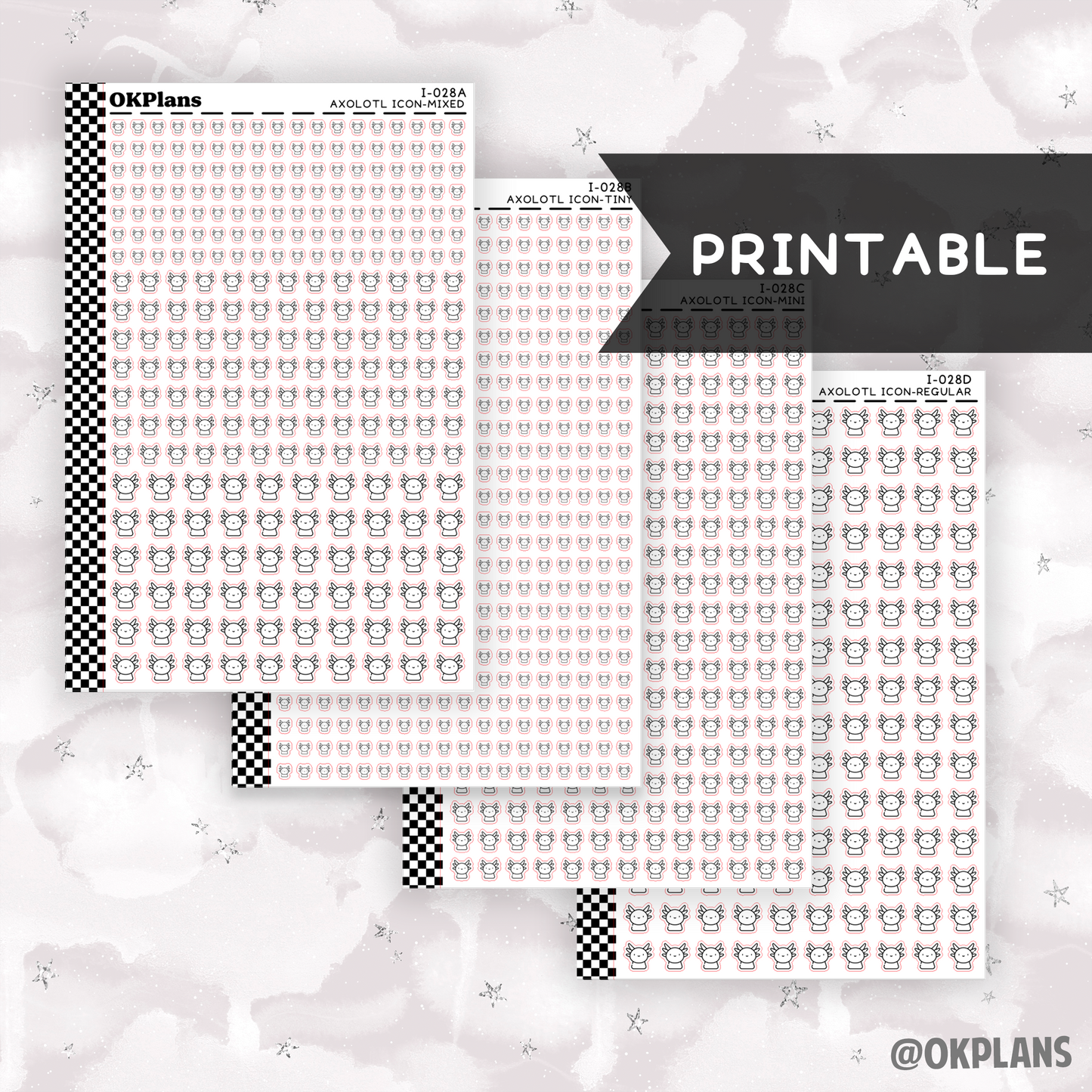 Axolotl // Printable // I-028 // Icons