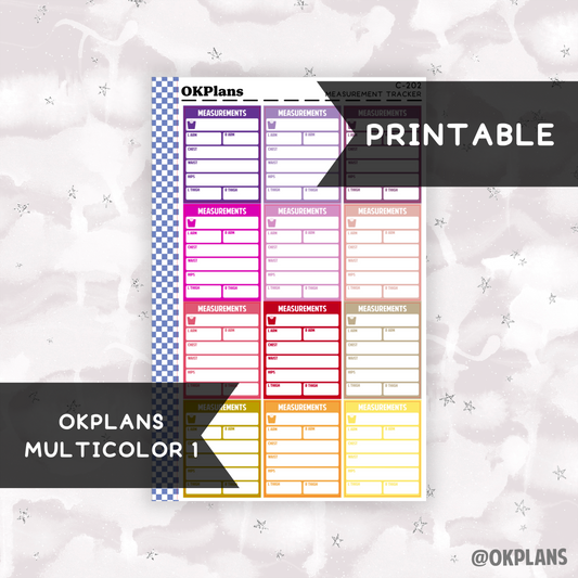 Measurement Tracker // Printable // Multicolor 1 // C-202 // Multicolor Functional