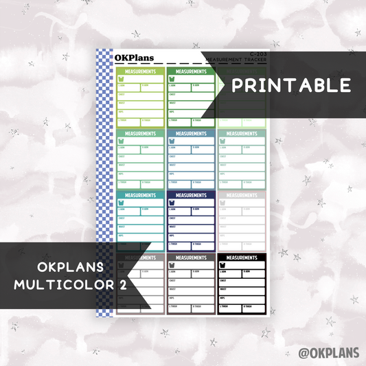 Measurement Tracker // Printable // Multicolor 2 // C-203 // Multicolor Functional