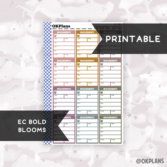 Measurement Tracker // Printable // EC Bold Blooms // C-791 // Multicolor Functional