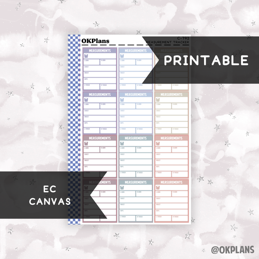 Measurement Tracker // Printable // EC Canvas // C-792 // Multicolor Functional