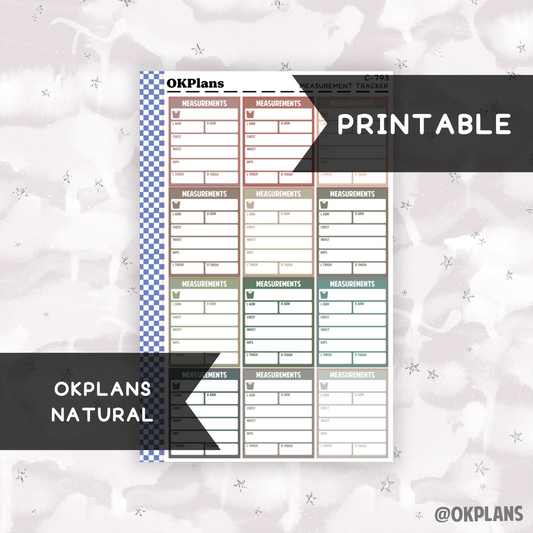 Measurement Tracker // Printable // Natural // C-793 // Multicolor Functional